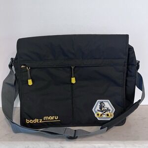 Sanrio Badtz Maru Messenger Bag Black Yellow Nylon Laptop Y2K 2004 Vtg Penguin